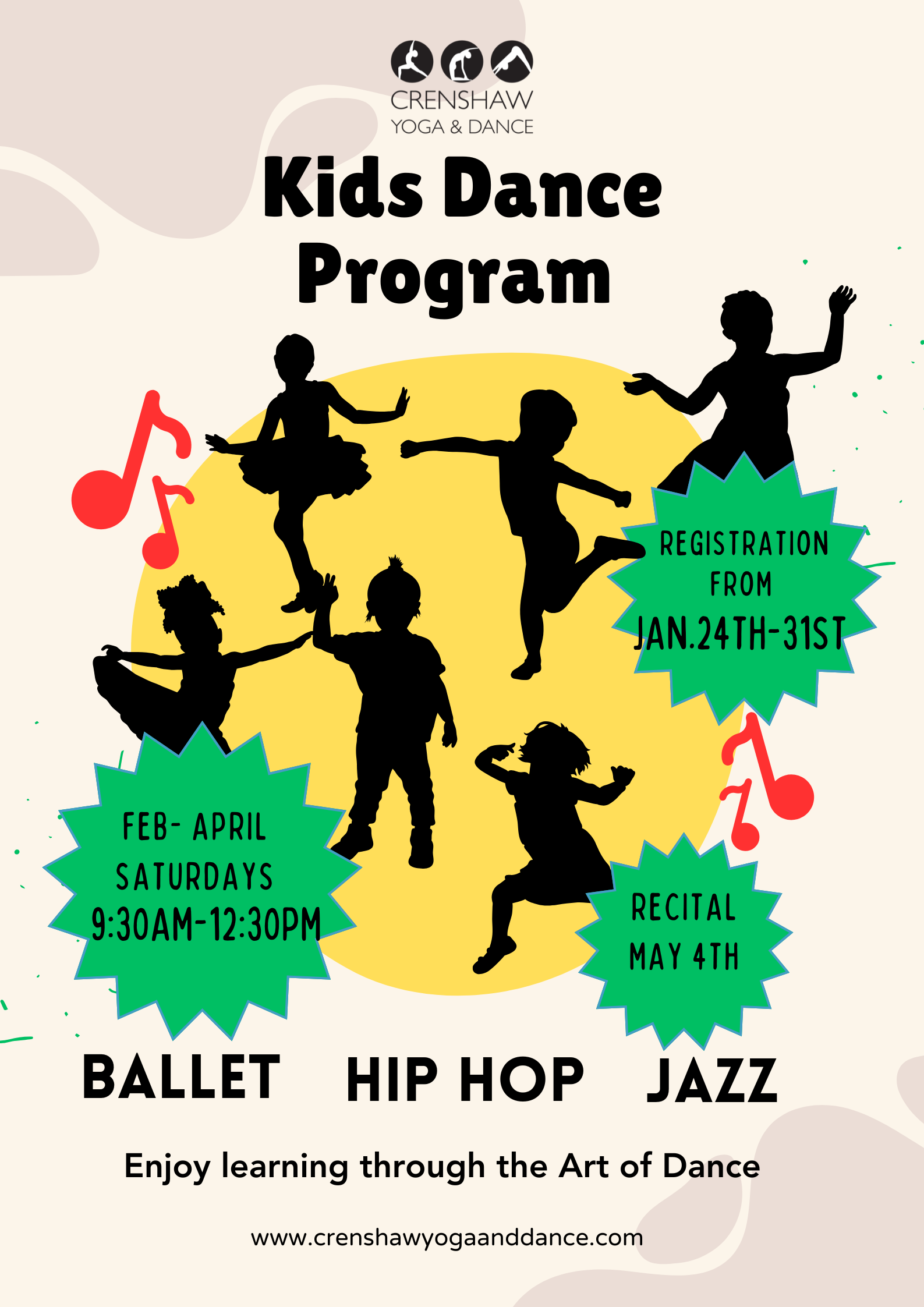 Registration from January 24th to February 7th. Let's dance!