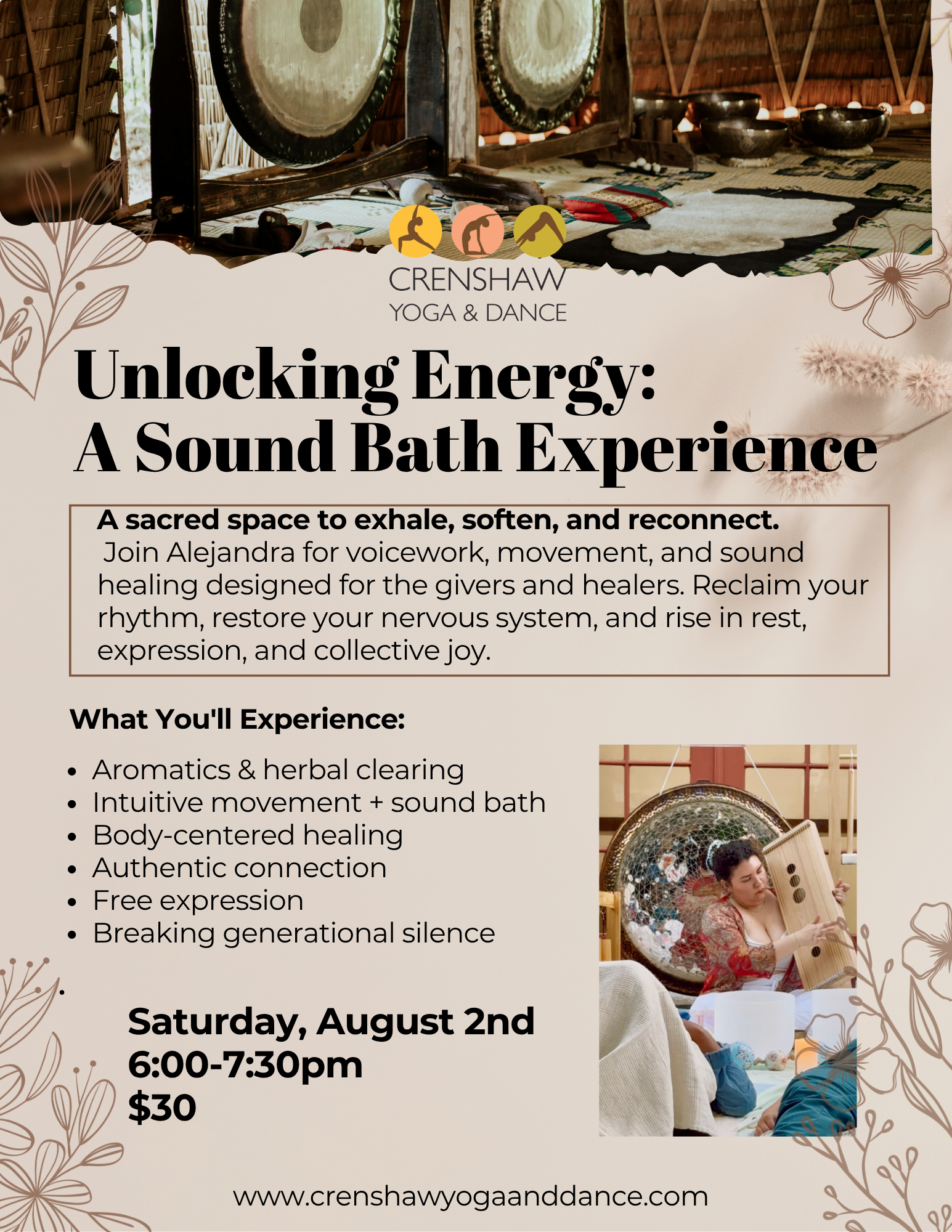 Experience is Sound Bath August 2nd.