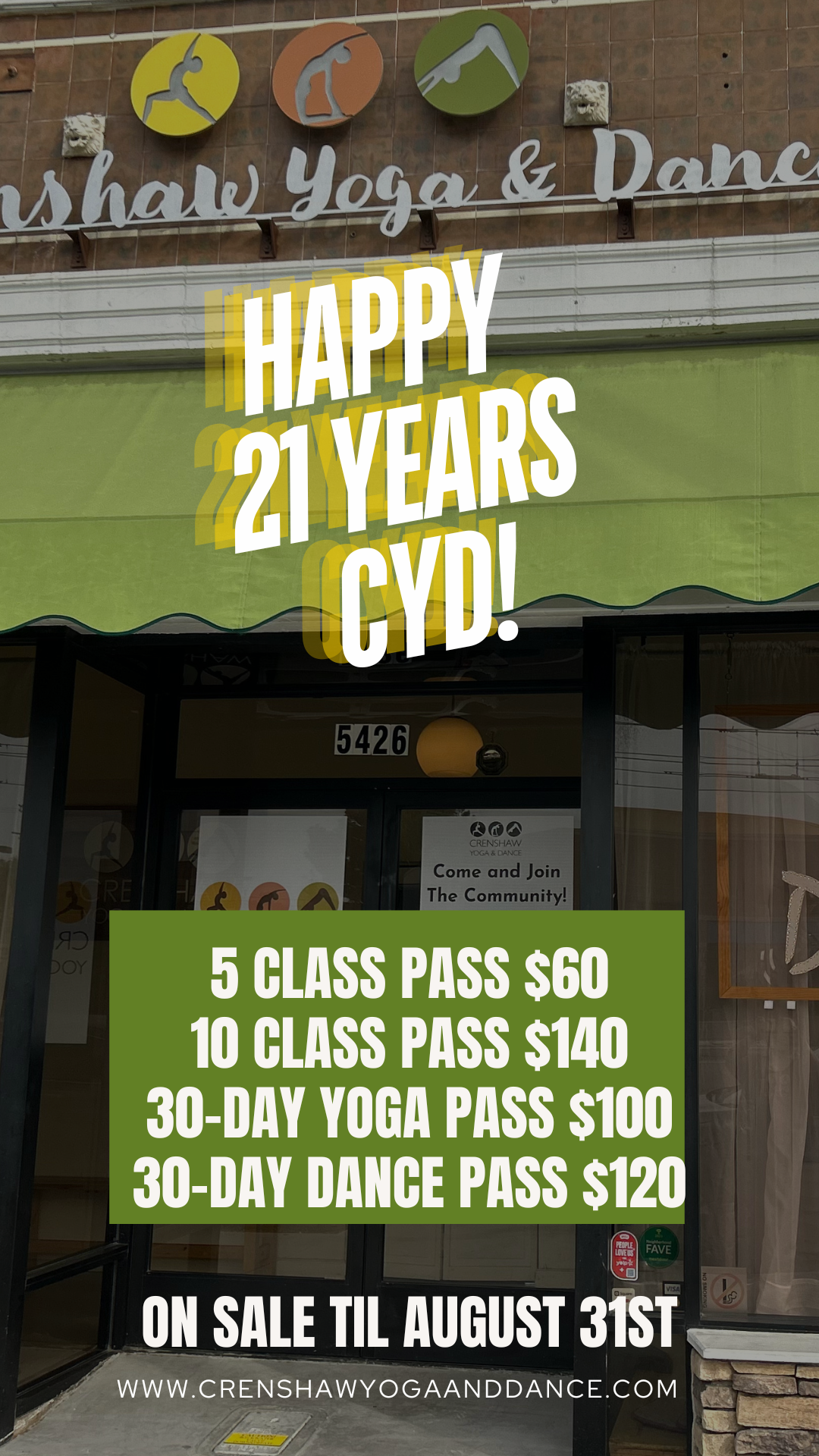 SAVINGS TIME! Thank you CYD for 21 years! Here's to more joy for the community!